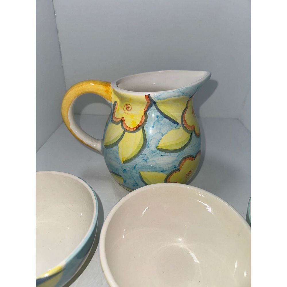 Artist's Touch Spring Accent Heritage Mint Pitcher w/6 Bowls Flowers RARE - Picture 4 of 4